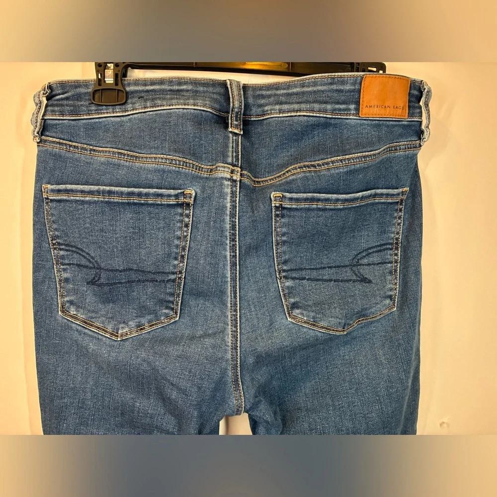 American Eagle High Rise Jegging Size 10 Long Next Level Stretch Skinny Med Wash - Picture 5 of 8